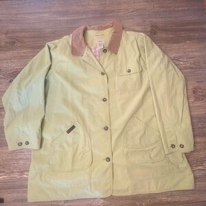L.L. Bean Green Utility/Field Jacket With Brown Corduroy Trim Collar 3X